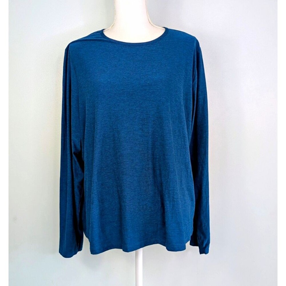 Beyond Yoga Womens 4X Blue Long Sleeve Pullover Shirt Activewear Athleisure Top